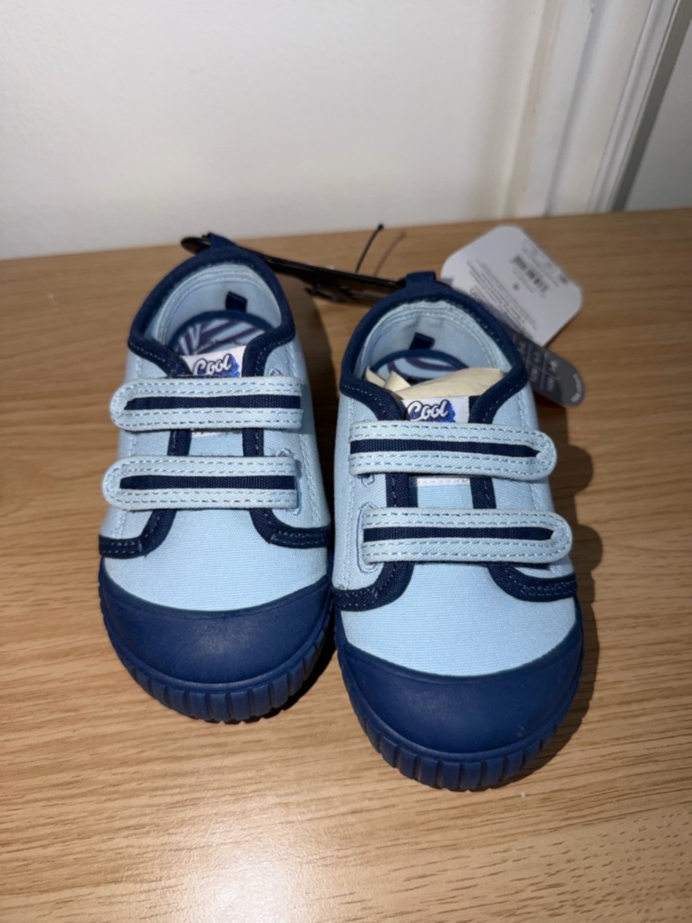 wonder nation Light Blue & Navy Double Velcro Sneakers